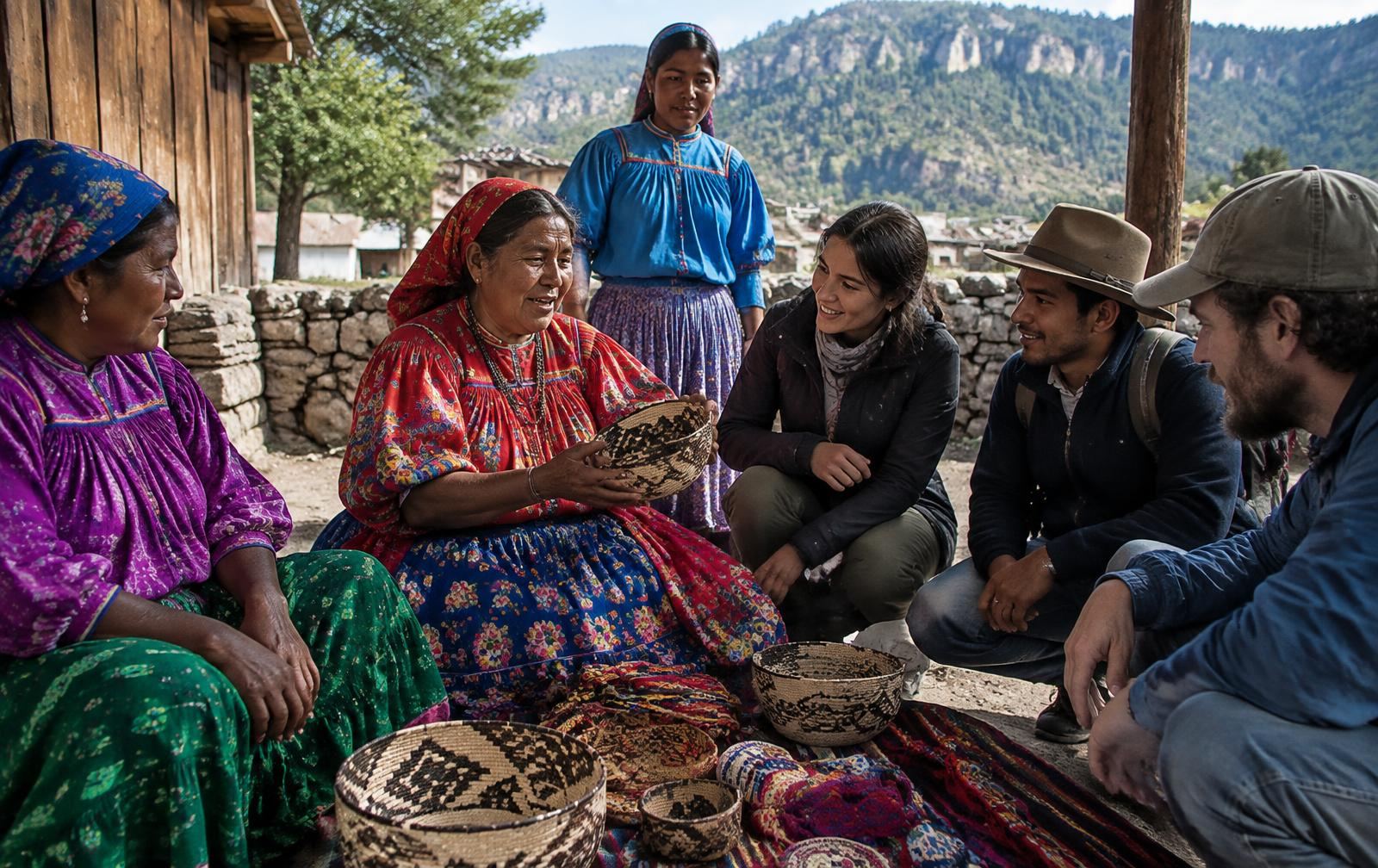 Travelers meeting Rarámuri artisans