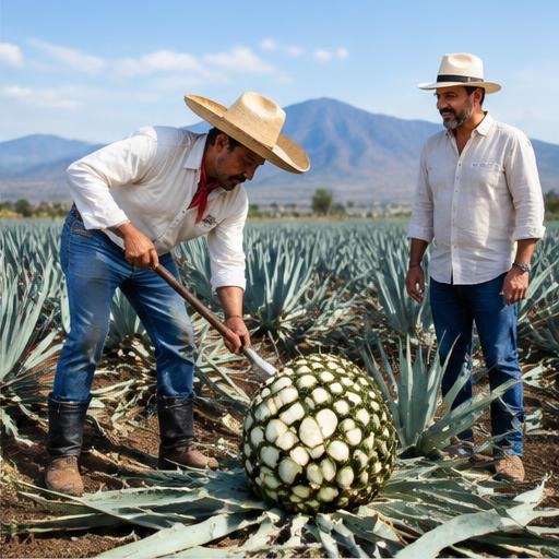 Agave fields with a producer