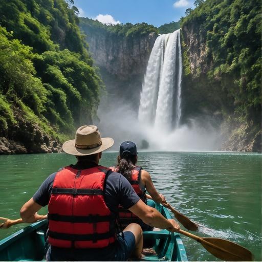 Tamul waterfall by canoe
