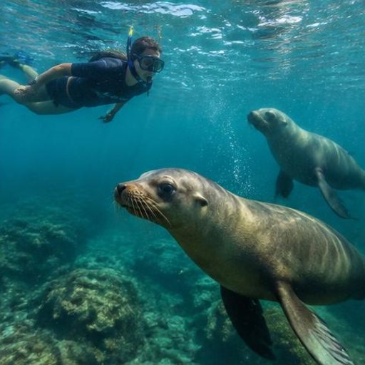 Snorkel with playful sea lions.