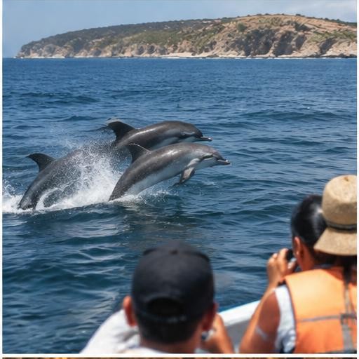 Snorkel reefs and watch dolphins.