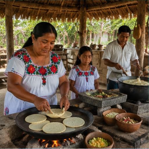 Maya cooking in a village