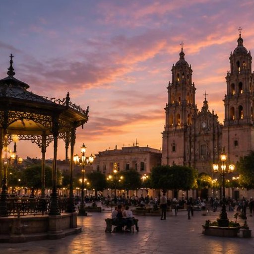 Plaza de Armas at dusk · San Luis Potosí’s historic center