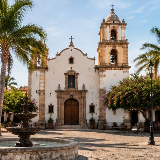 Mission church and plaza · the historic heart of Todos Santos