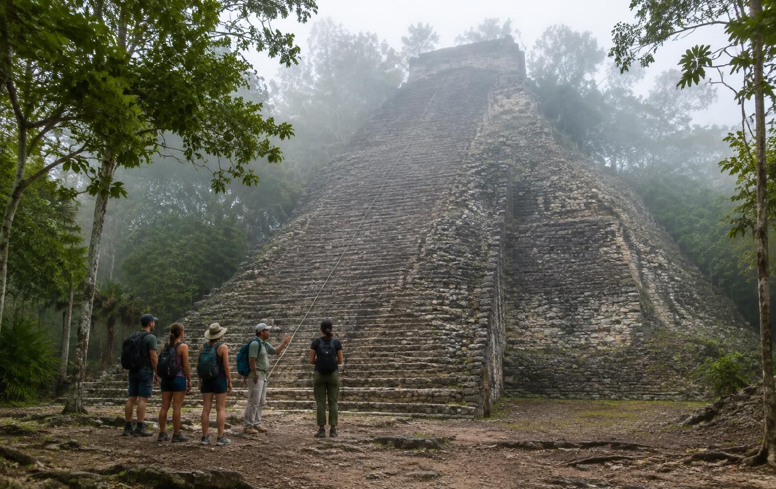 Arrive at Ek Balam or Cobá at opening.