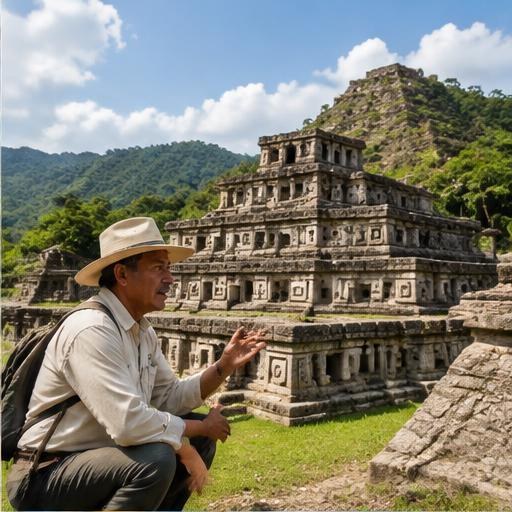 El Tajín with an archaeologist